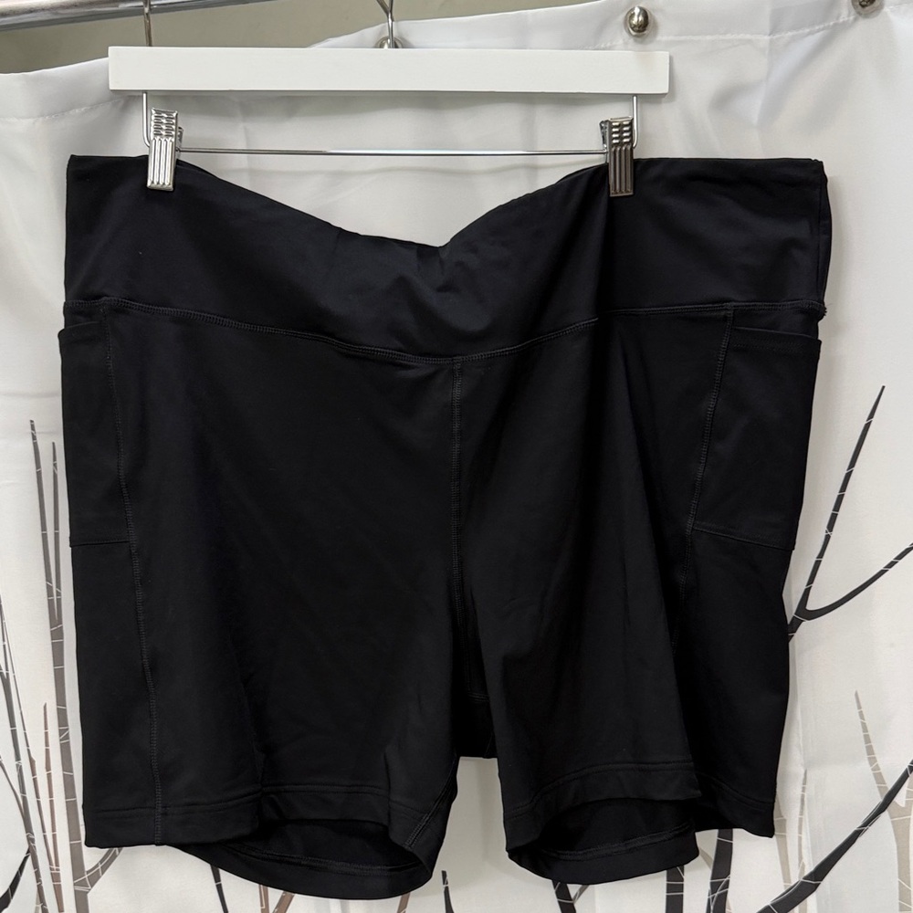 Lands' End Black High-Rise Bike Shorts with Pockets - 3X (24W - 26W)